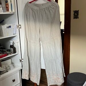 Johnny Was Cream Wide-Leg Pants